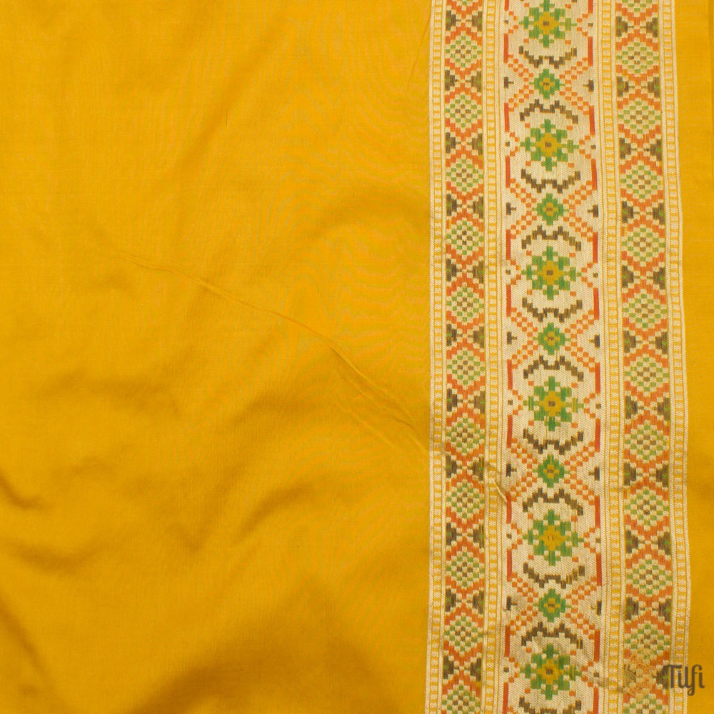 Yellow Pure Katan Silk Banarasi Handloom Patola Saree