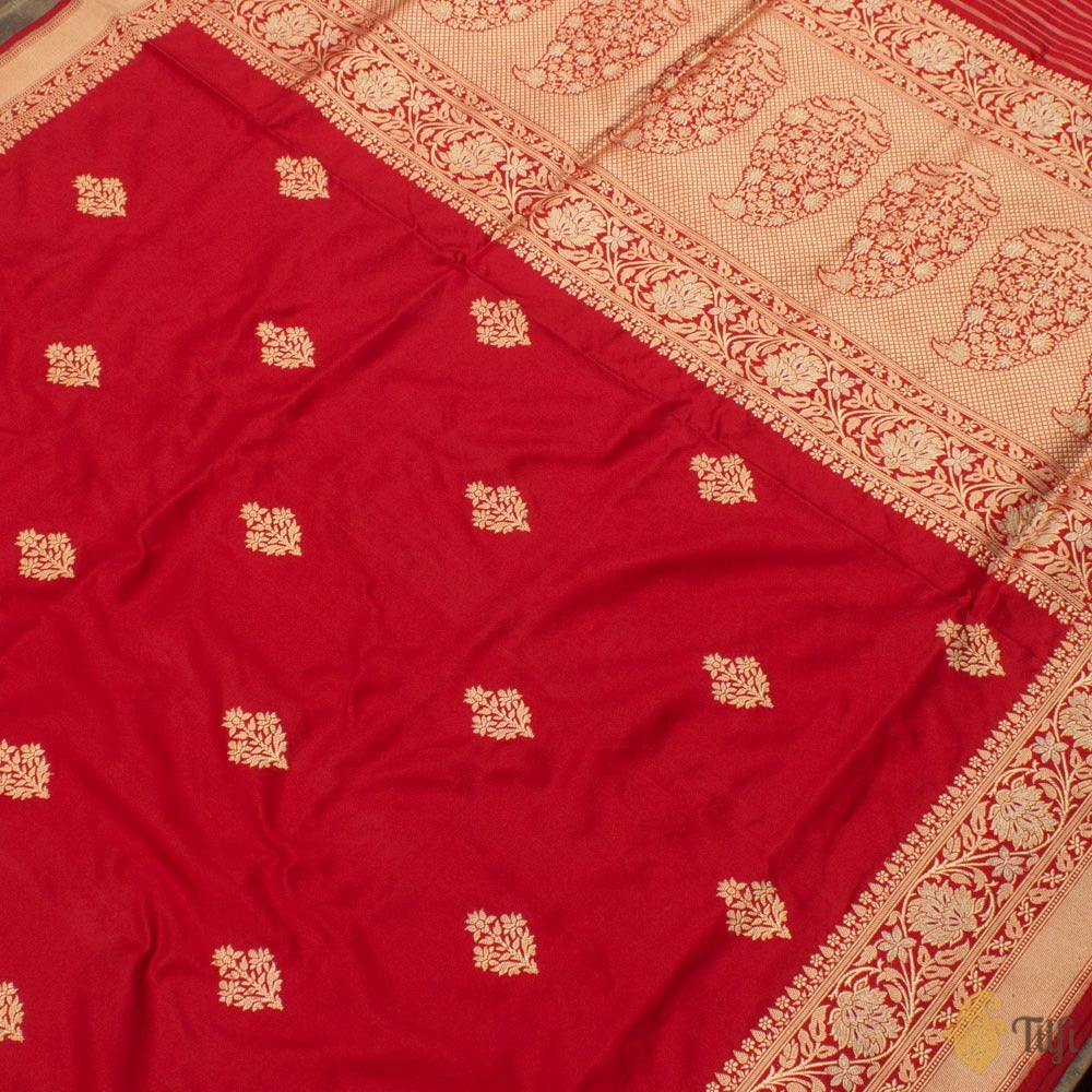 Red Pure Katan Silk Banarasi Handloom Saree