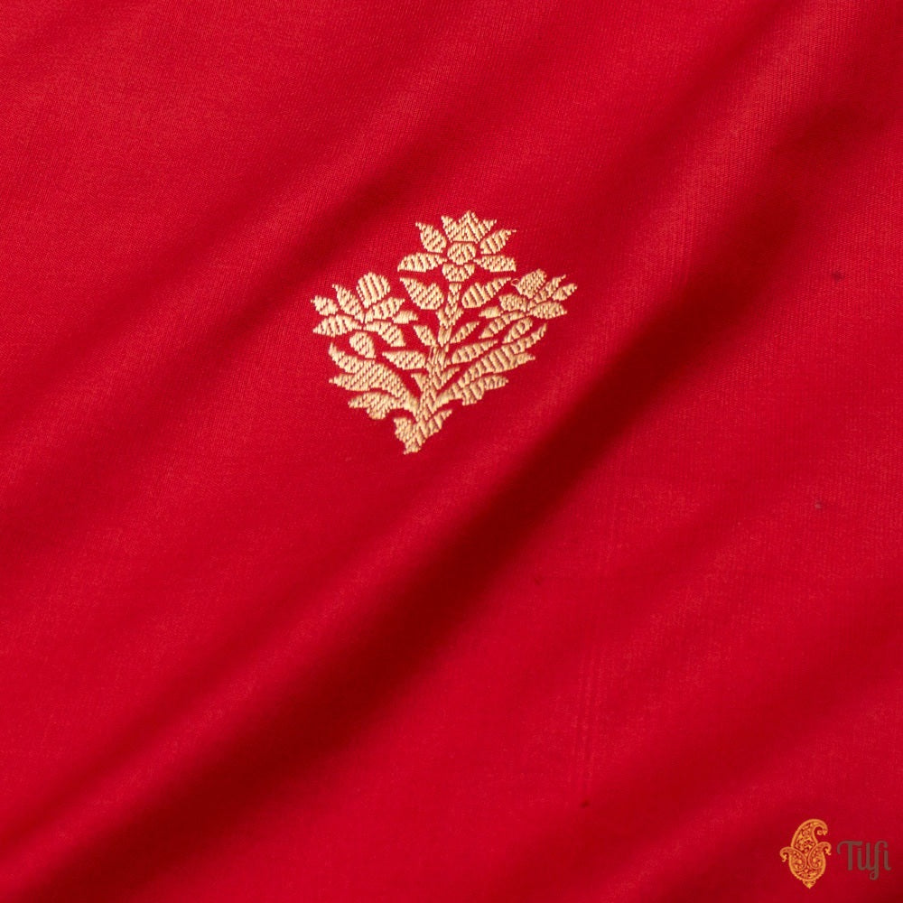 Red Pure Katan Silk Banarasi Handloom Saree