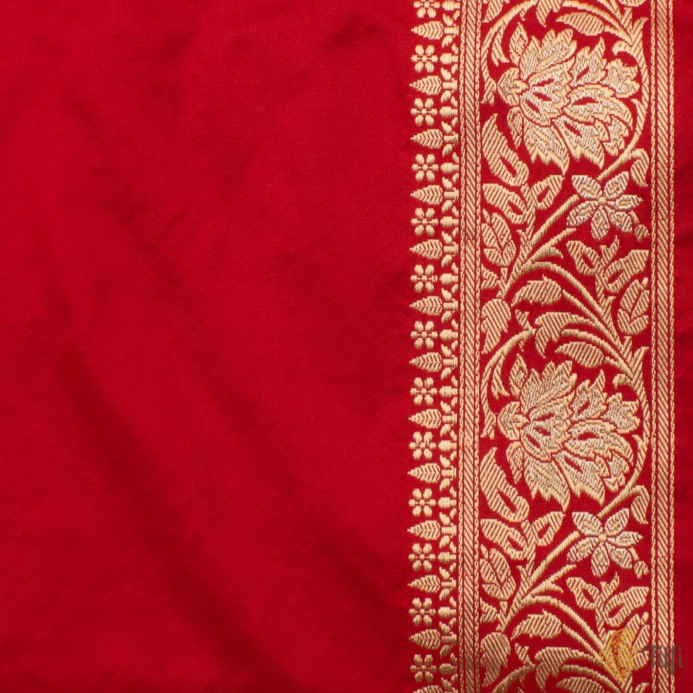 Red Pure Katan Silk Banarasi Handloom Saree