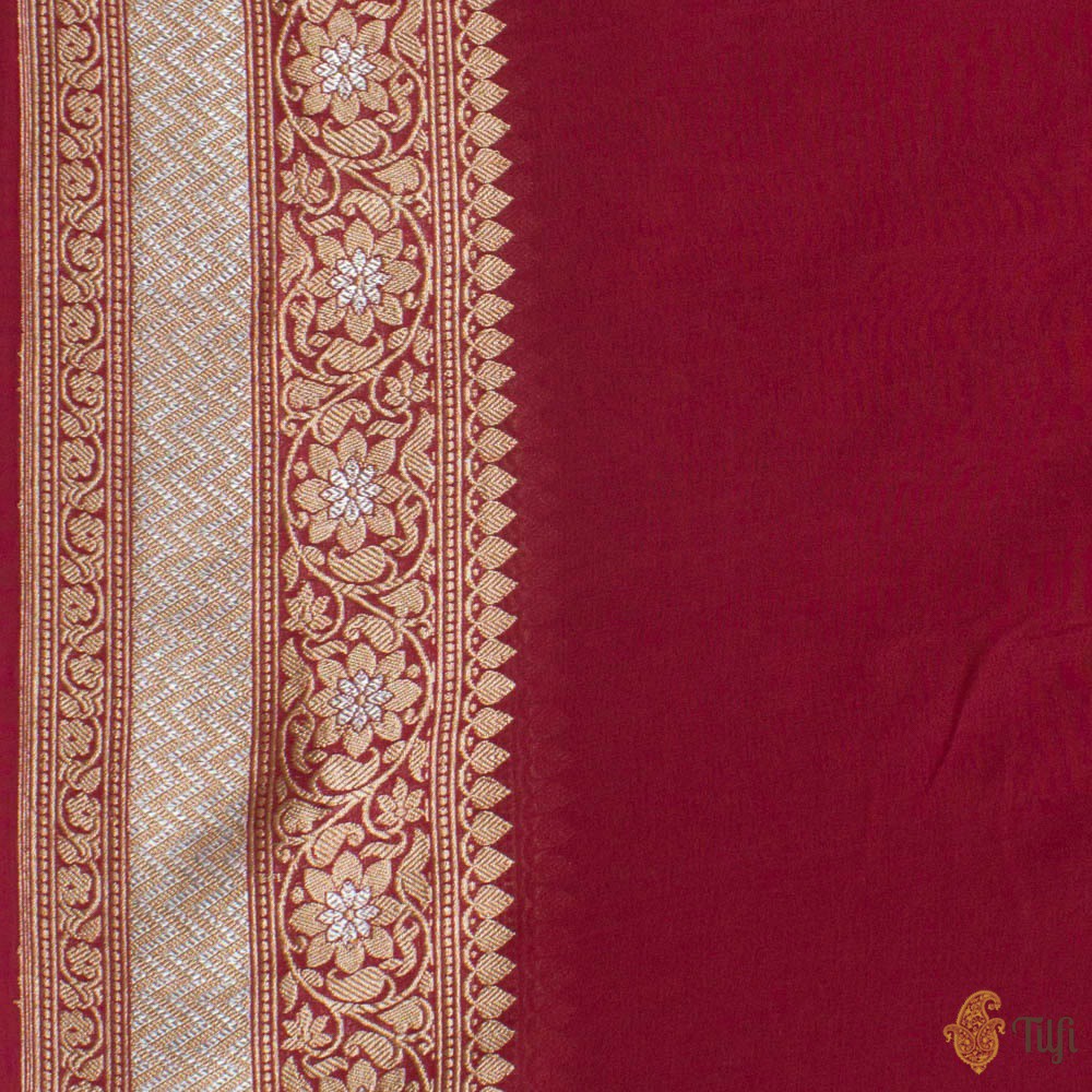 Rani Pink Pure Georgette Banarasi Handloom Saree