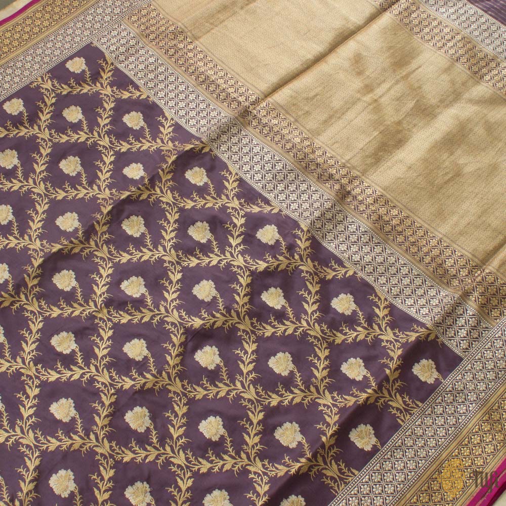 Mauve Pure Katan Silk Banarasi Handloom Saree