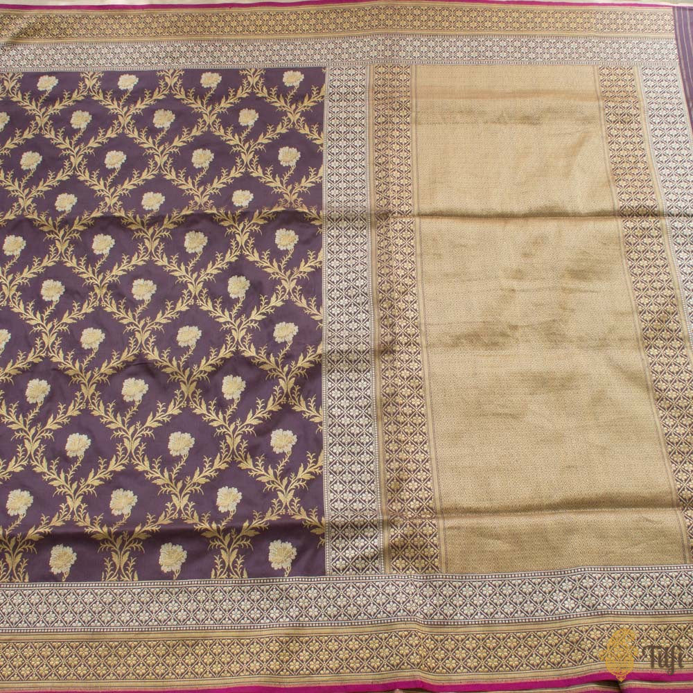 Mauve Pure Katan Silk Banarasi Handloom Saree