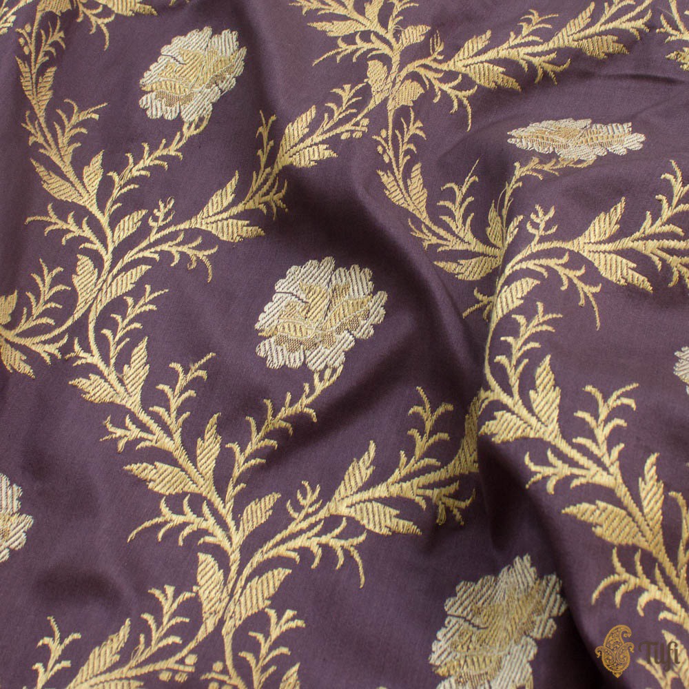 Mauve Pure Katan Silk Banarasi Handloom Saree