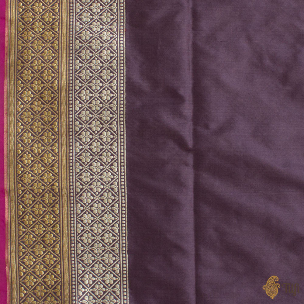 Mauve Pure Katan Silk Banarasi Handloom Saree