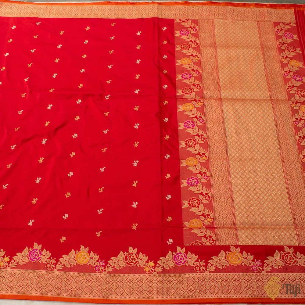 Red Pure Katan Silk Banarasi Handloom Saree