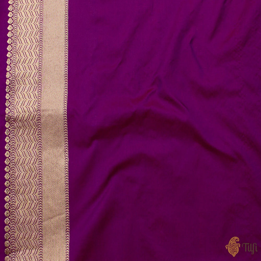 Burgundy-Purple Pure Katan Silk Banarasi Handloom Saree