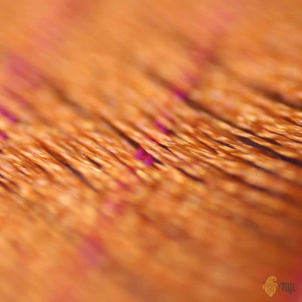 Orange-Gulabi Pink Pure Katan Silk Banarasi Paithani Handloom Saree