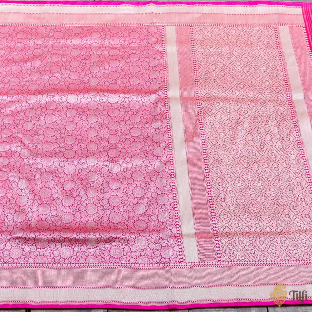 Red-Rani Pink Pure Katan Silk Banarasi Handloom Saree