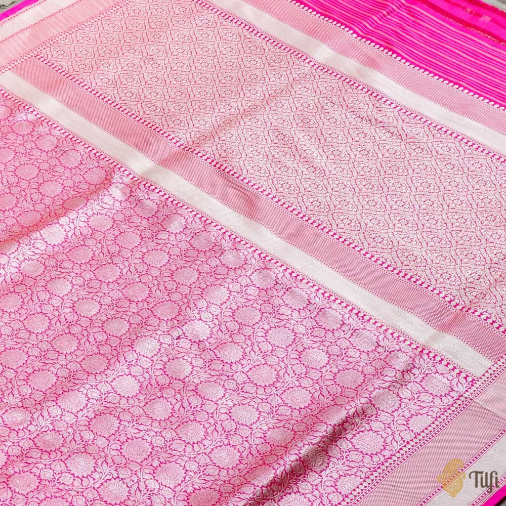 Red-Rani Pink Pure Katan Silk Banarasi Handloom Saree