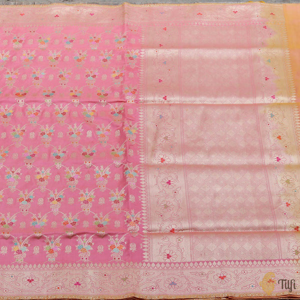 Pre-Order: Coral Pink Pure Katan Silk Banarasi Handloom Saree - Tilfi
