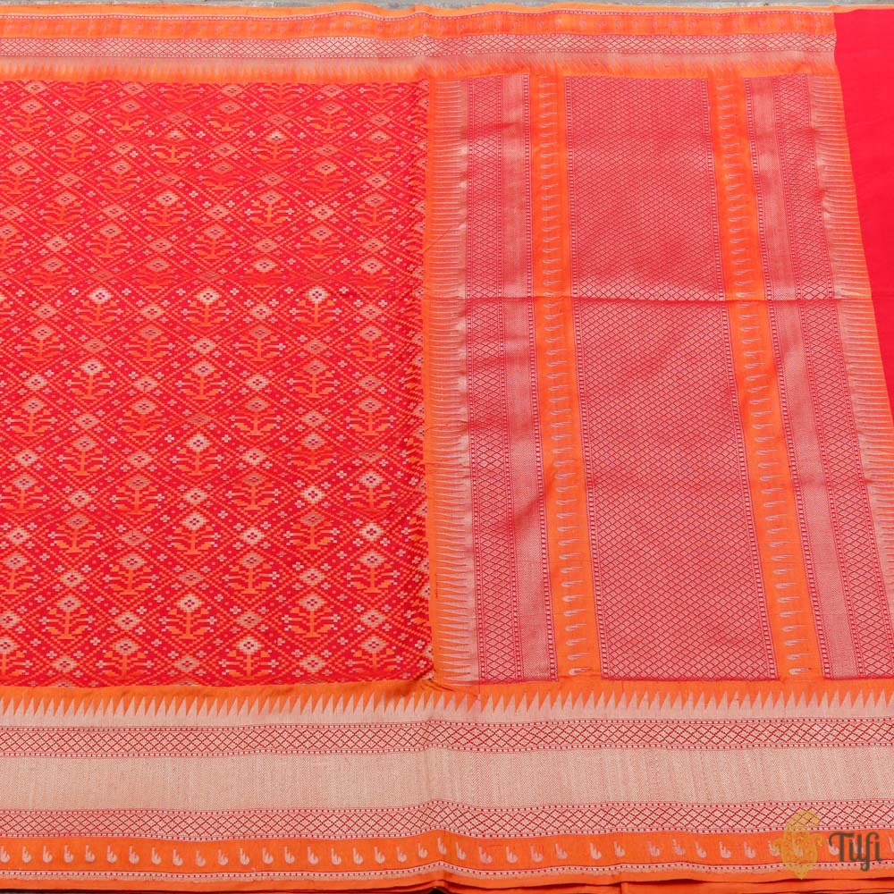 Red Pure Katan Silk Banarasi Handloom Patola Saree