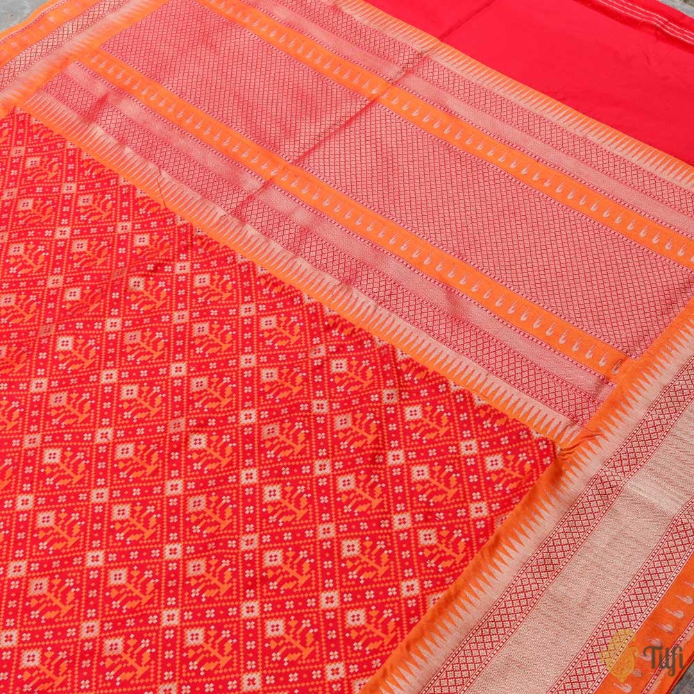 Red Pure Katan Silk Banarasi Handloom Patola Saree