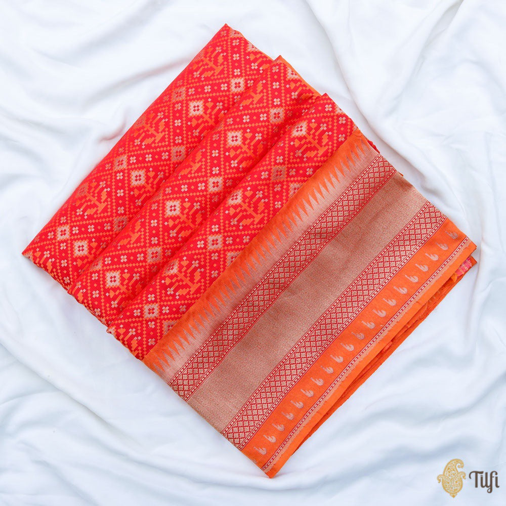 Red Pure Katan Silk Banarasi Handloom Patola Saree