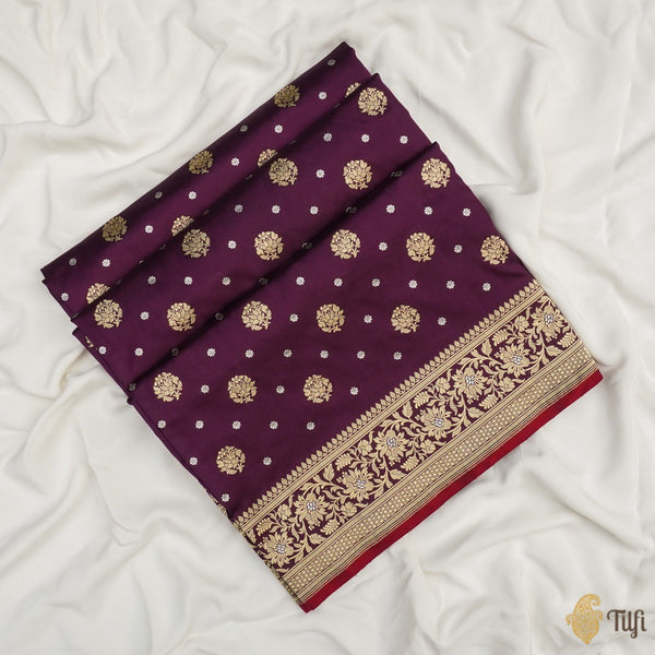 Deep Purple Pure Katan Silk Banarasi Handloom Saree - Tilfi