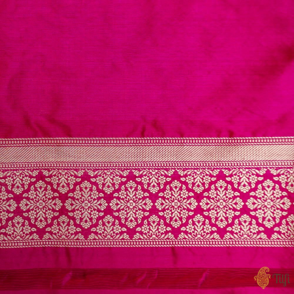 Red-Rani Pink Pure Katan Silk Banarasi Handloom Saree