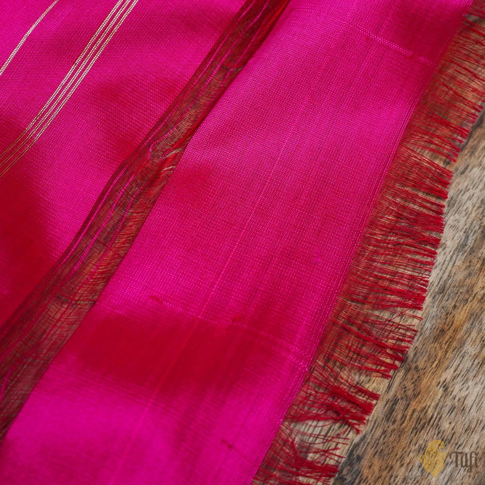 Red-Rani Pink Pure Katan Silk Banarasi Handloom Saree