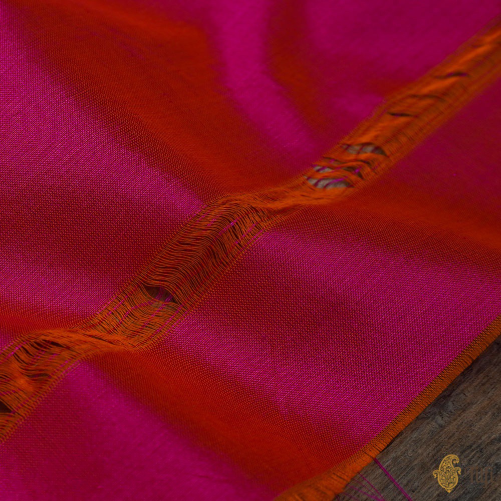 Orange-Pink Pure Katan Silk Banarasi Handloom Patola Saree