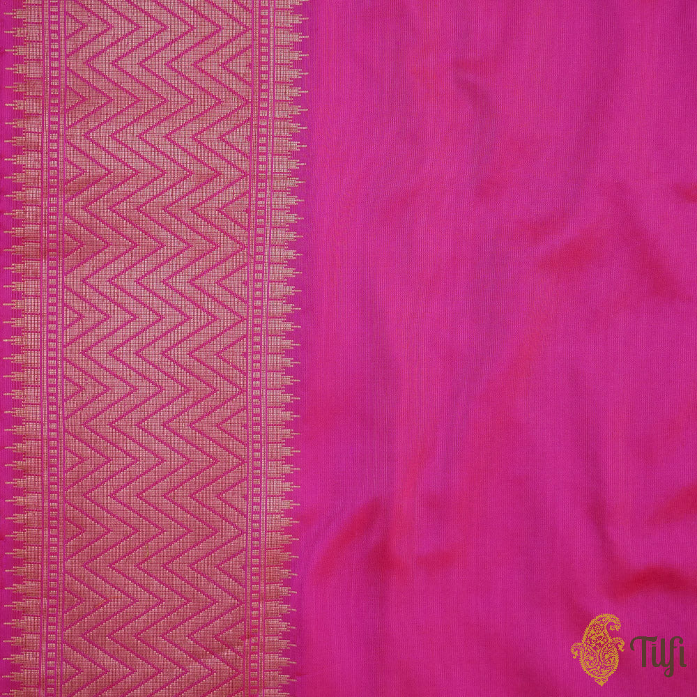 Red-Rani Pink Pure Katan Silk Banarasi Handloom Saree