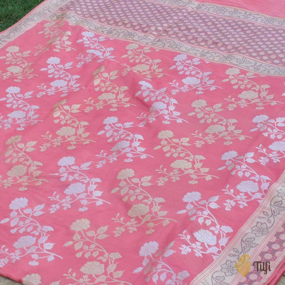 Old Rose Pink Pure Katan Silk Banarasi Handloom Saree
