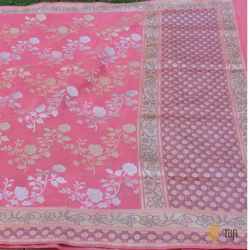 Old Rose Pink Pure Katan Silk Banarasi Handloom Saree