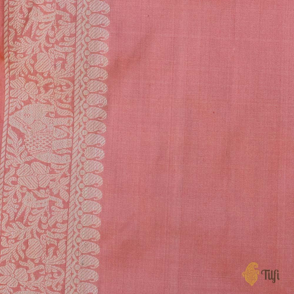 Peach Pure Katan Silk Banarasi Shikaargah Handloom Saree