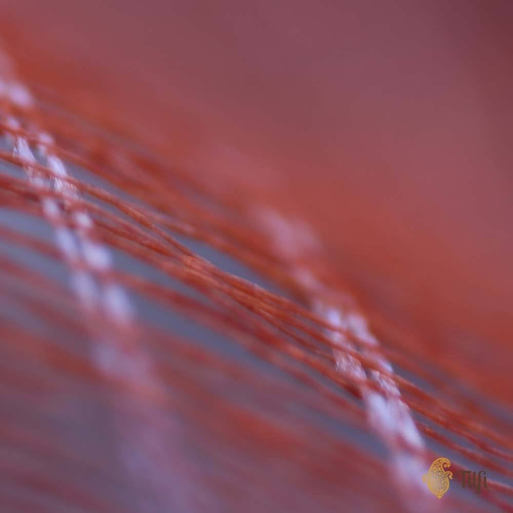 Peach Pure Katan Silk Banarasi Shikaargah Handloom Saree