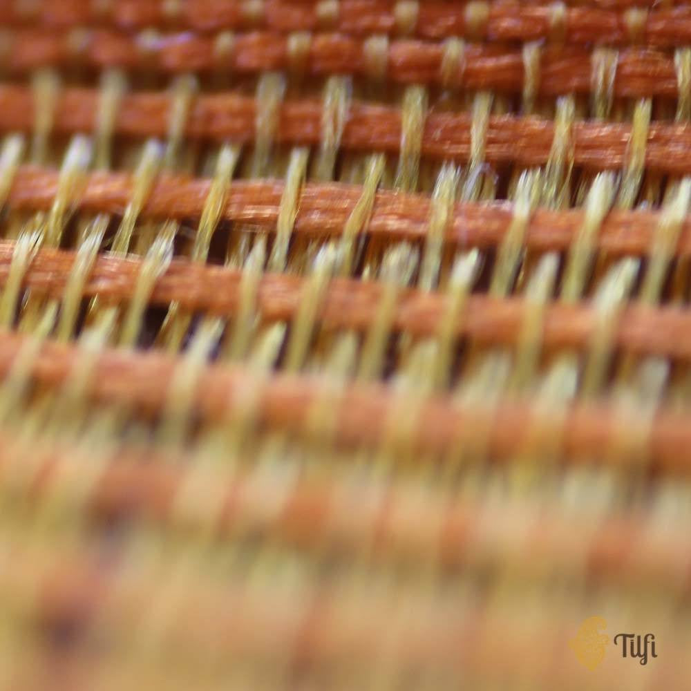 Orange Pure Soft Satin Silk Banarasi Handloom Saree