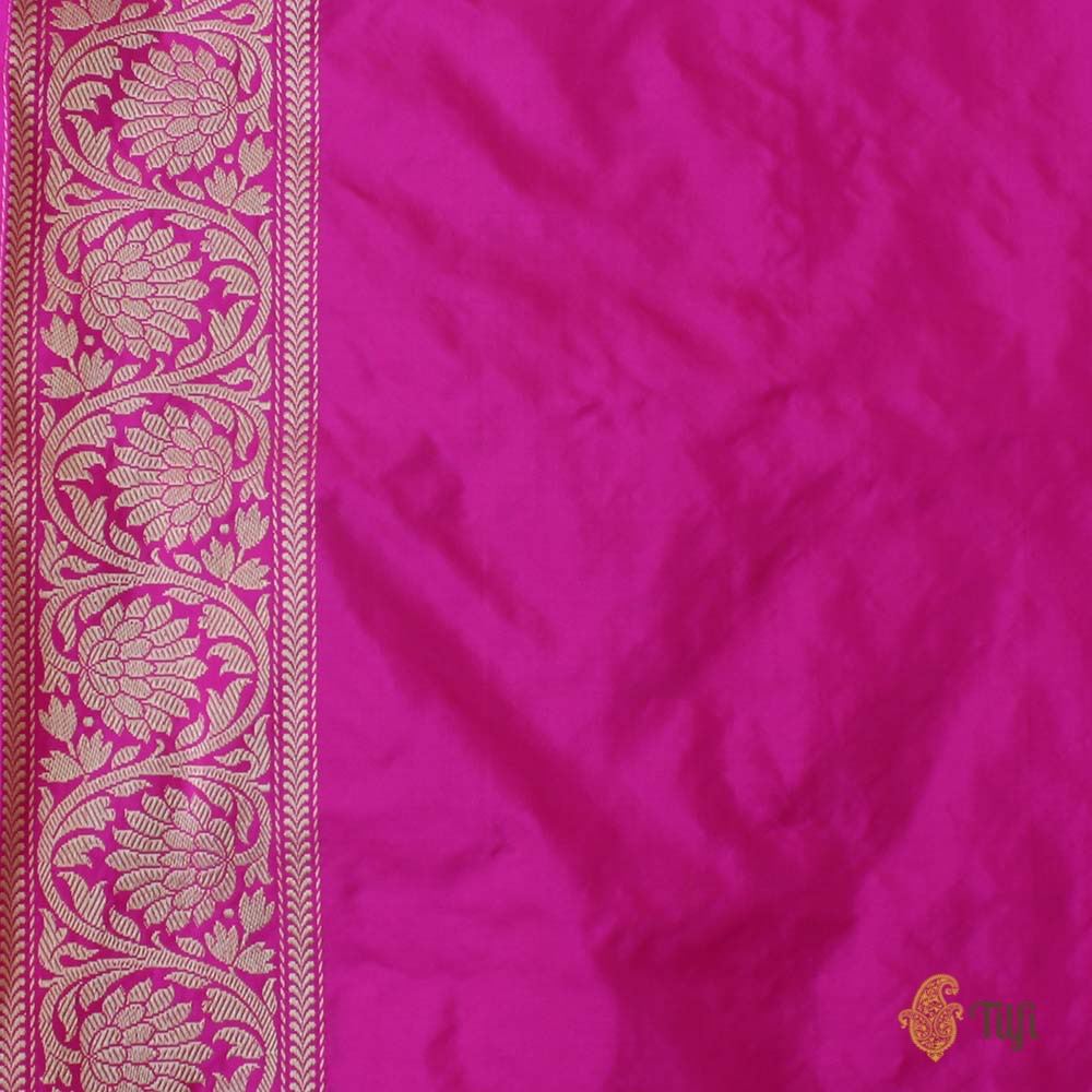 Orange-Gulabi Pink Pure Katan Silk Banarasi Handloom Saree