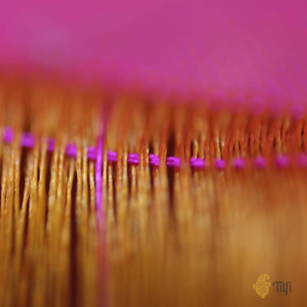 Orange-Gulabi Pink Pure Katan Silk Banarasi Handloom Saree