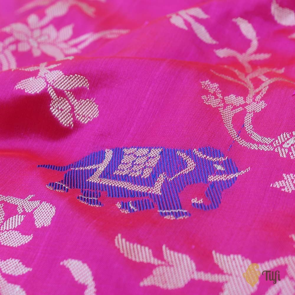 Red-Rani Pink Pure Katan Silk Banarasi Handloom Saree