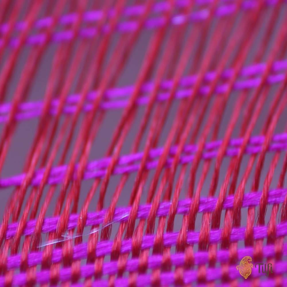 Red-Rani Pink Pure Katan Silk Banarasi Handloom Saree