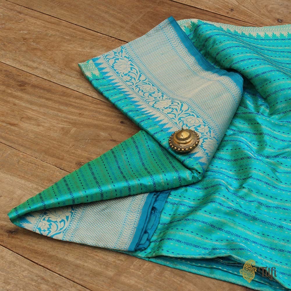 Turquoise Blue Pure Katan Silk Banarasi Handloom Saree