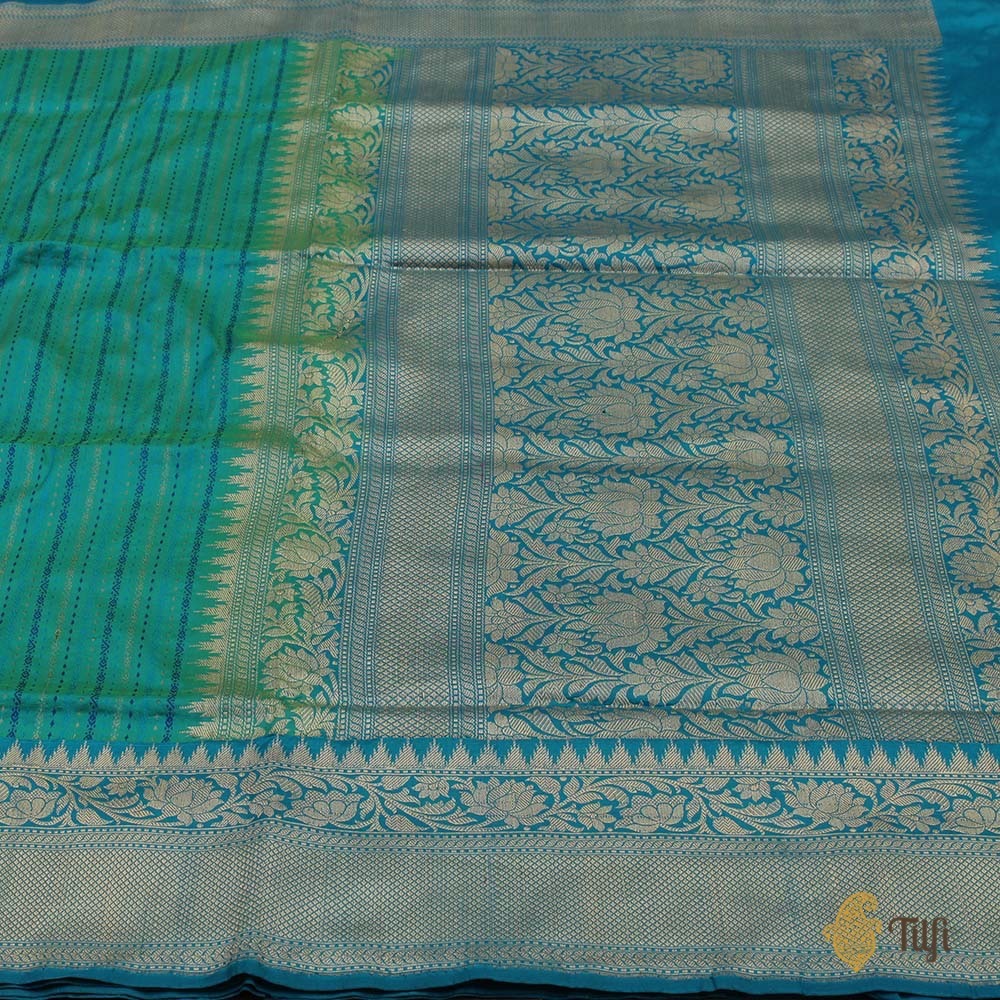 Turquoise Blue Pure Katan Silk Banarasi Handloom Saree