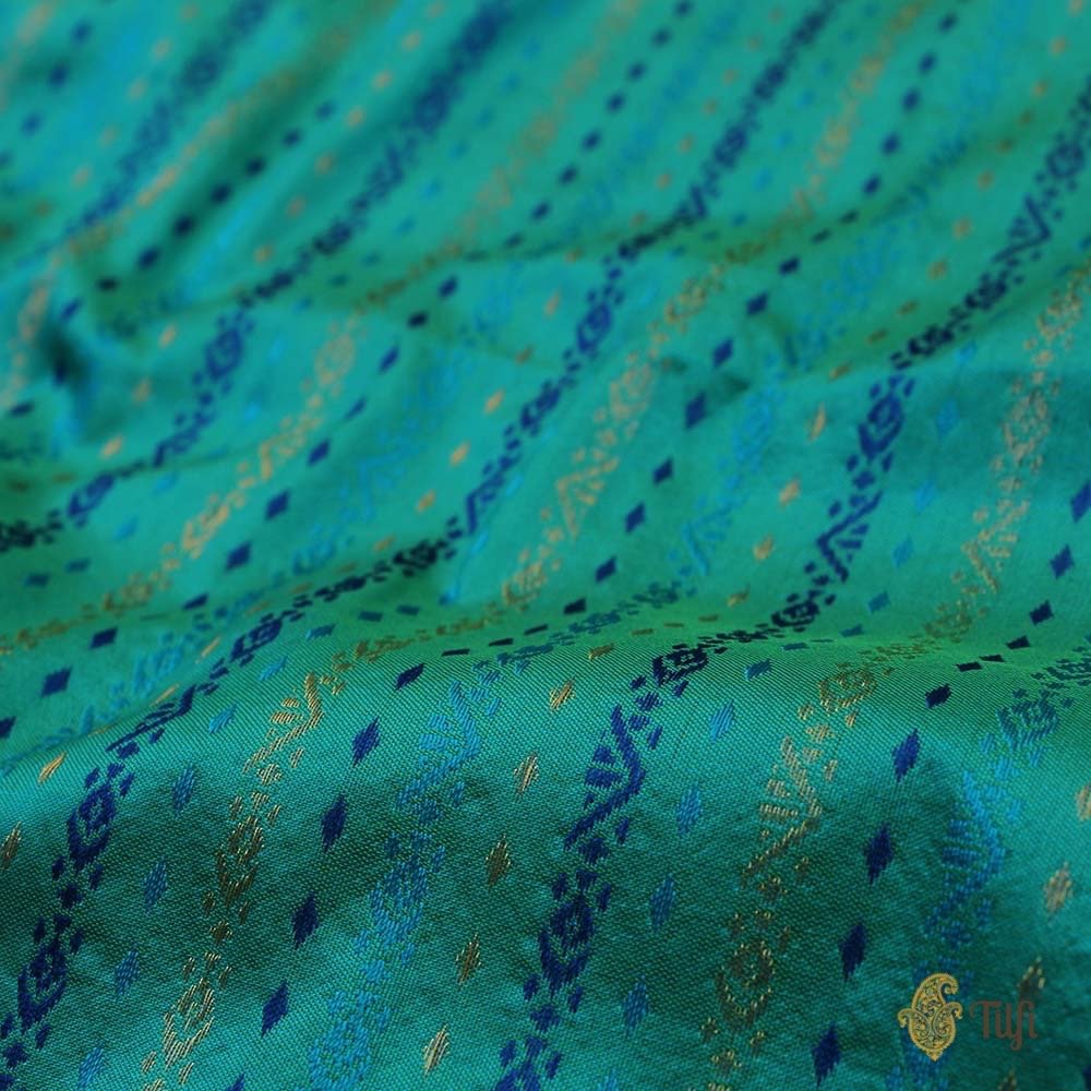 Turquoise Blue Pure Katan Silk Banarasi Handloom Saree
