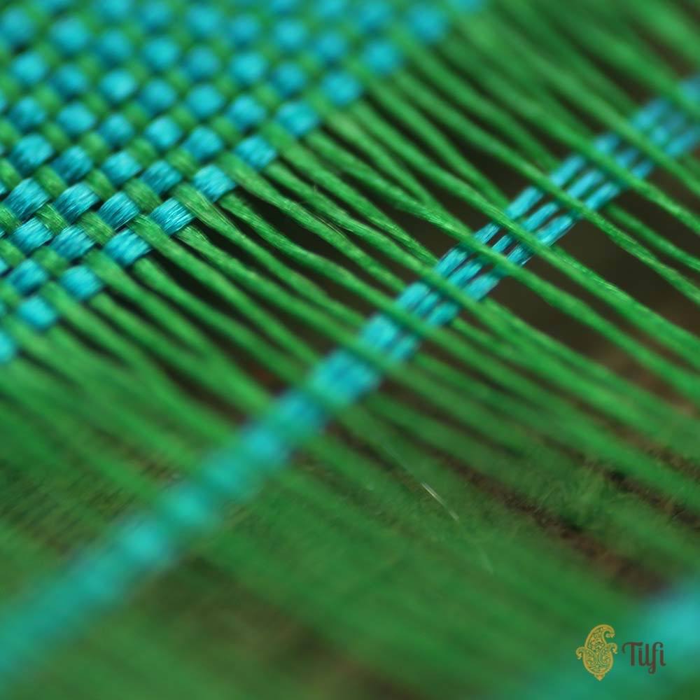 Turquoise Blue Pure Katan Silk Banarasi Handloom Saree