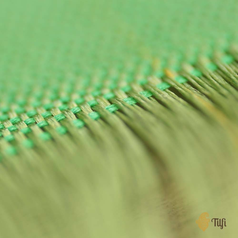 Sea Green-Parrot Green Pure Katan Silk Banarasi Handloom Saree