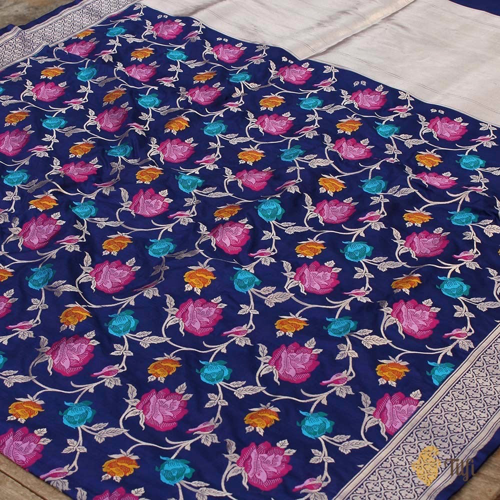 Royal Blue Pure Katan Silk Banarasi Handloom Saree