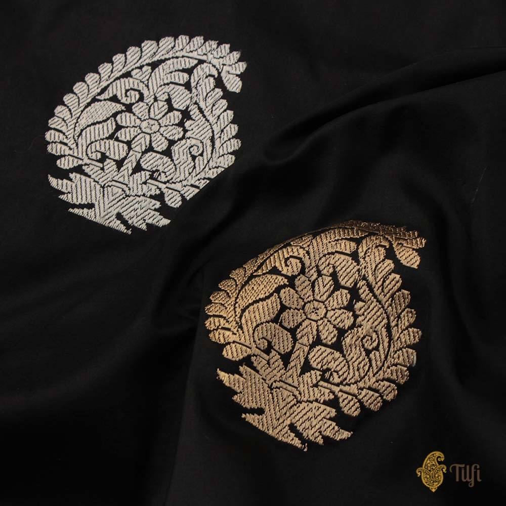 Black-Pink Pure Katan Silk Banarasi Handloom Saree