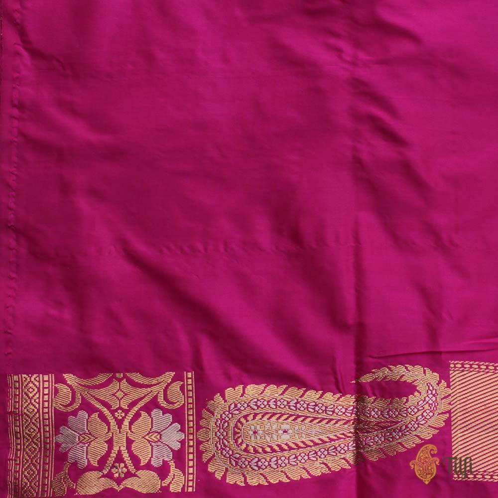 Black-Pink Pure Katan Silk Banarasi Handloom Saree - Tilfi