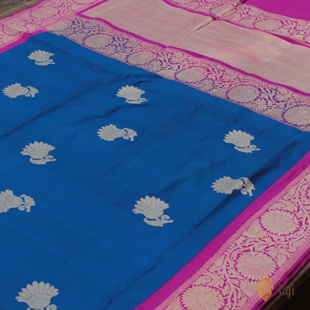 Royal Blue-Pink Pure Katan Silk Banarasi Handloom Saree