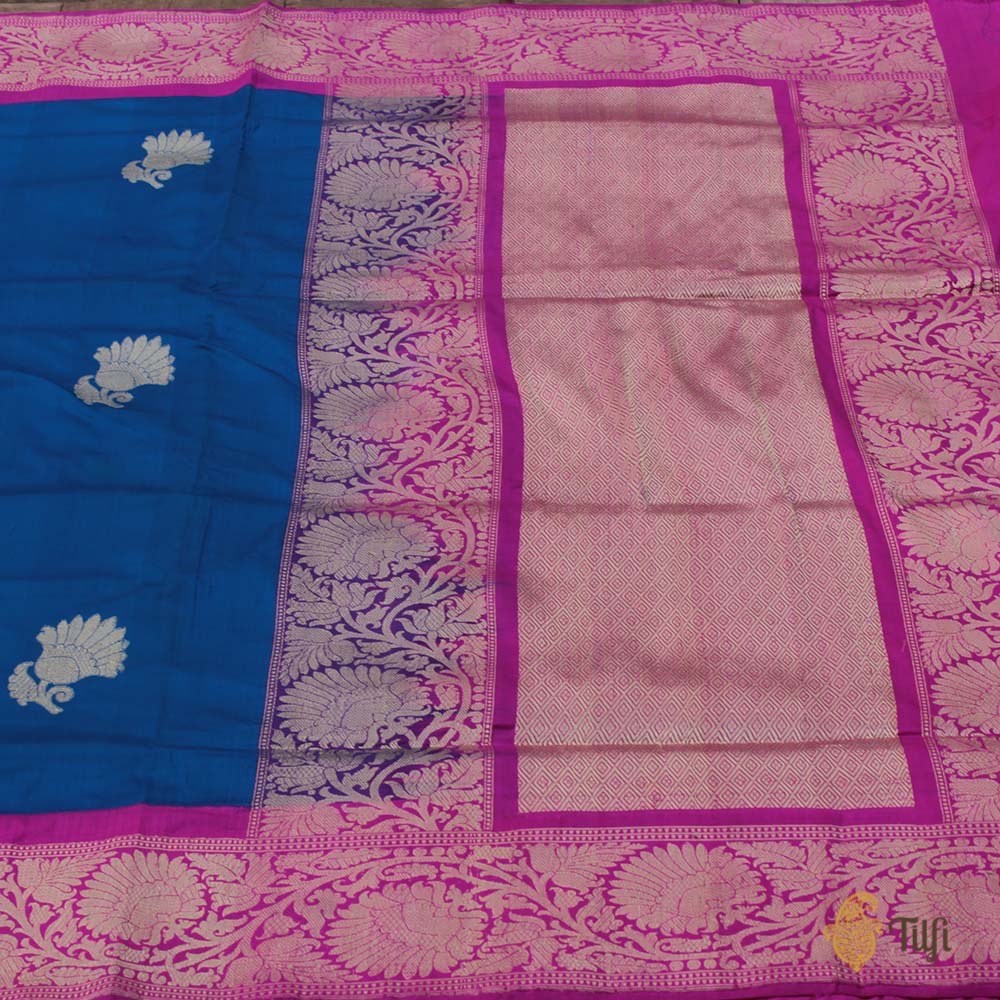 Royal Blue-Pink Pure Katan Silk Banarasi Handloom Saree
