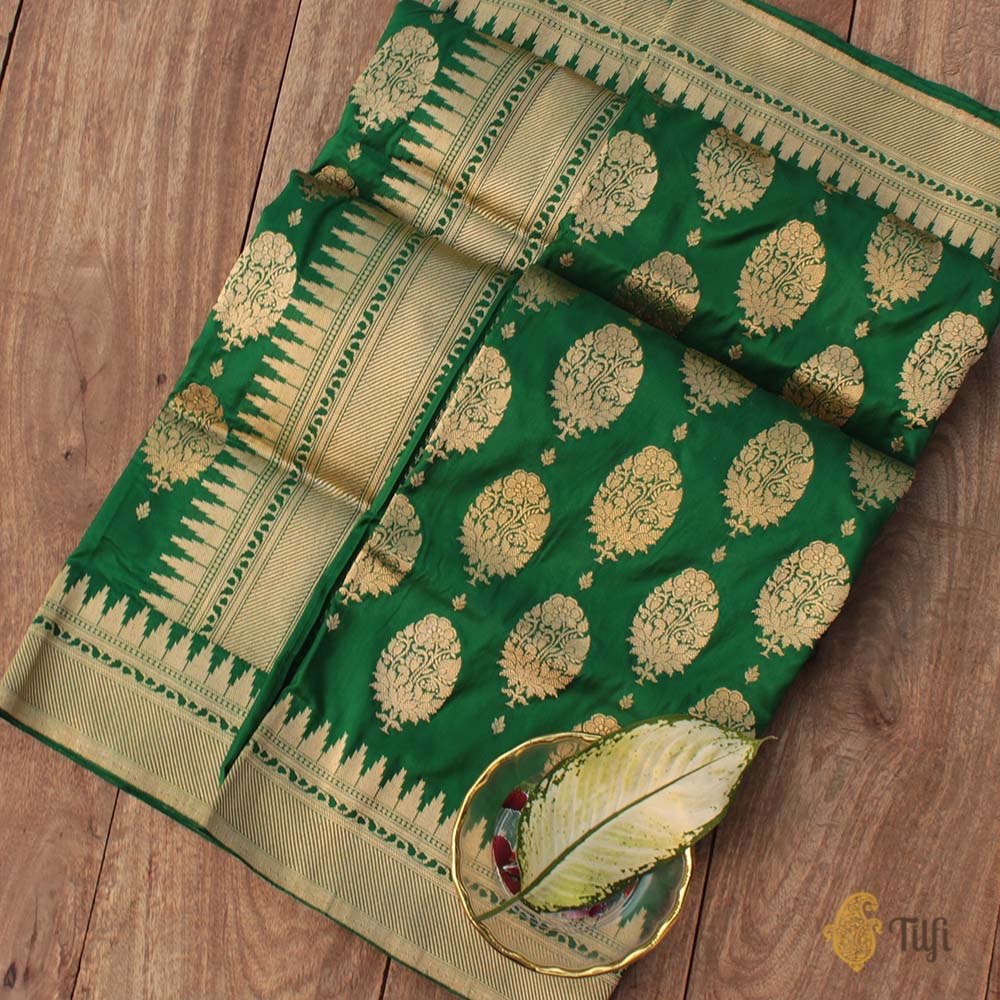 Green Pure Katan Silk Banarasi Handloom Saree