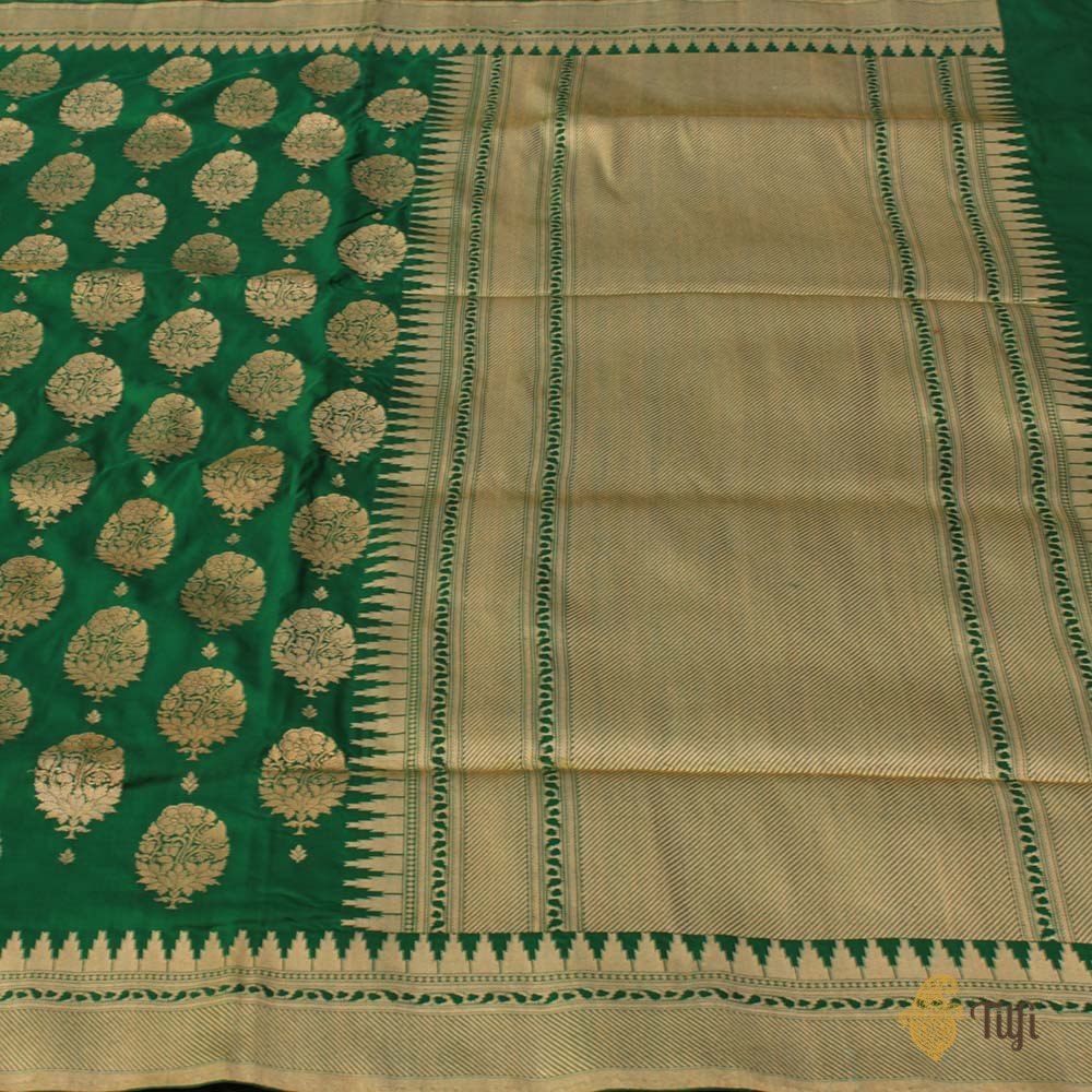 Green Pure Katan Silk Banarasi Handloom Saree
