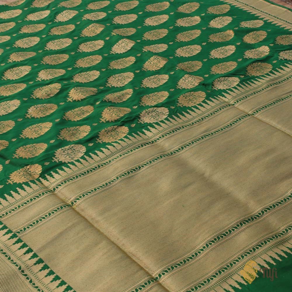 Green Pure Katan Silk Banarasi Handloom Saree