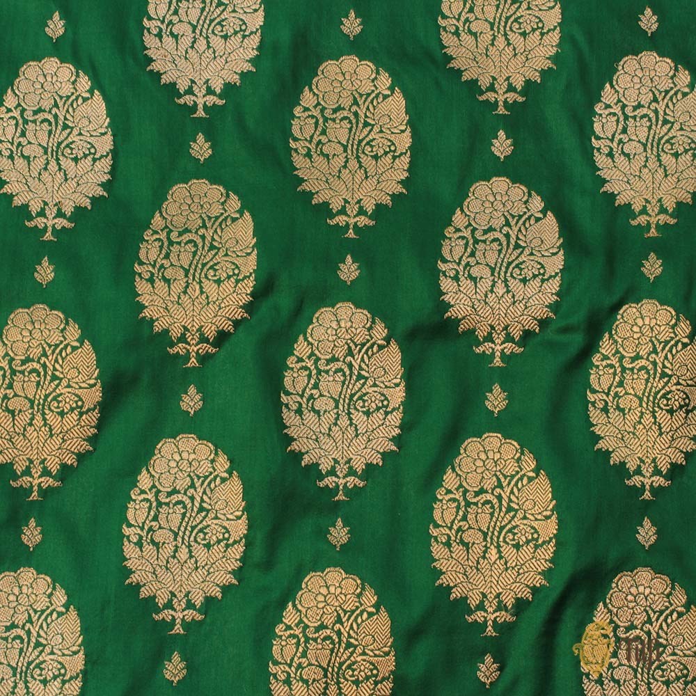 Green Pure Katan Silk Banarasi Handloom Saree