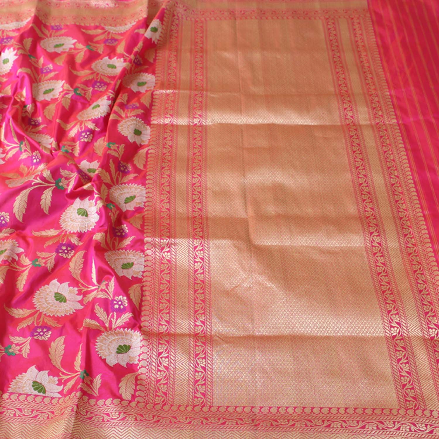Orange Rose-Pink Pure Katan Silk Banarasi Handloom Saree - Tilfi