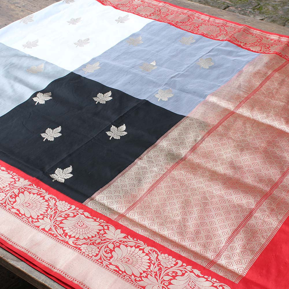 Checkered Pure Katan Silk Handloom Banarasi Saree - Tilfi