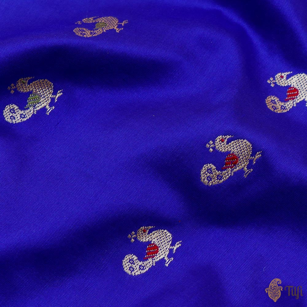 Royal Blue Pure Katan Silk Banarasi Handloom Petite Dupatta