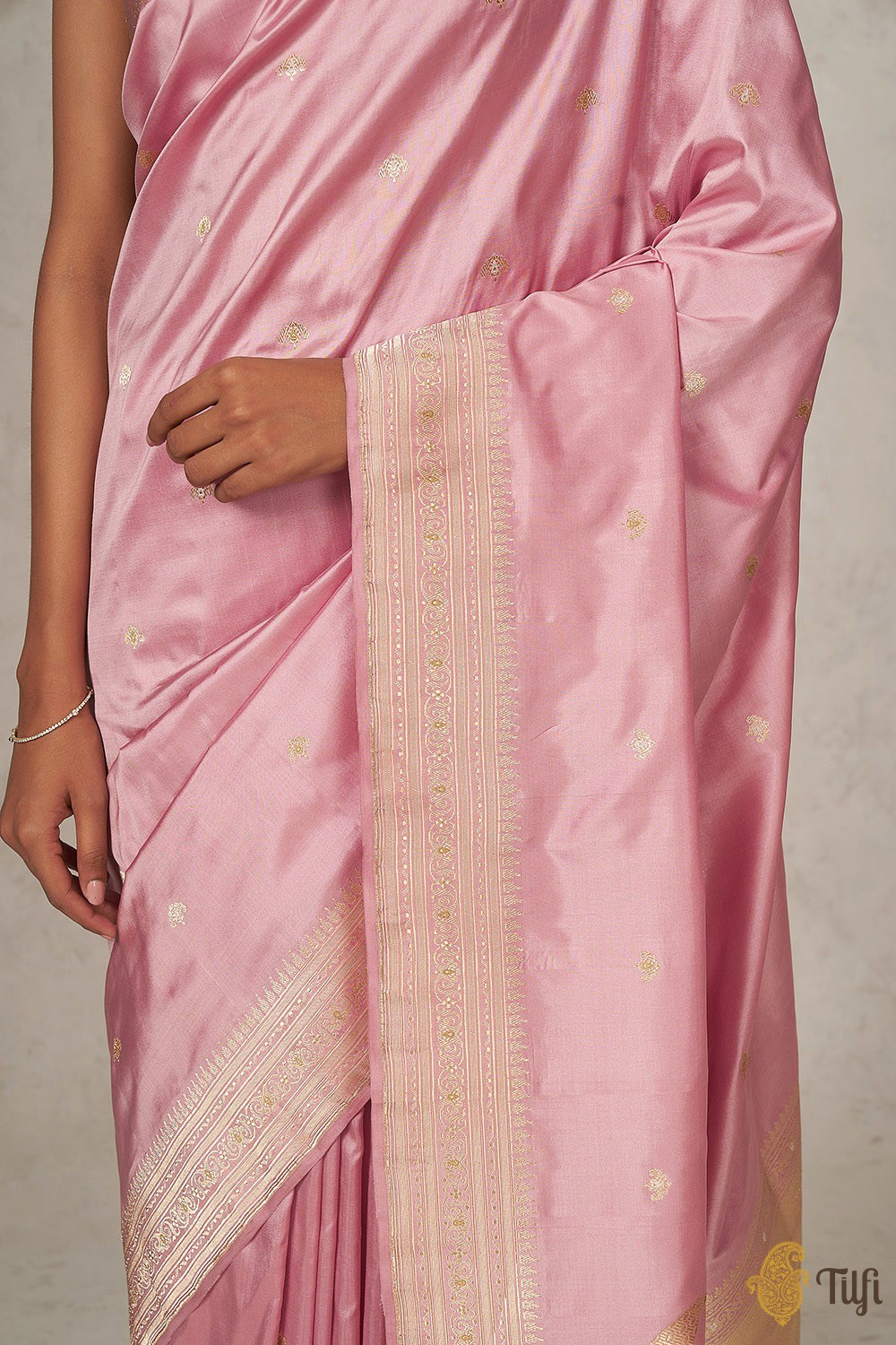 Soft Pink Pure Katan Silk Banarasi Handloom Saree